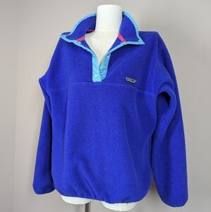 Vintage Patagonia Synchilla Fleece Pullover Size 14 Blue Made in USA Retro